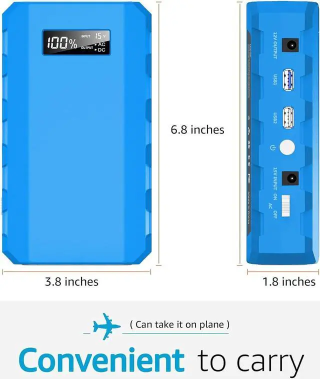 Alt view image 7 of 7 - 88.8Wh|65Watts Portable Laptop Charger with AC Outlet, A Super Travel Portable Battery Pack & Power Bank for HP, Notebooks, MacBook, Laptops Blue
