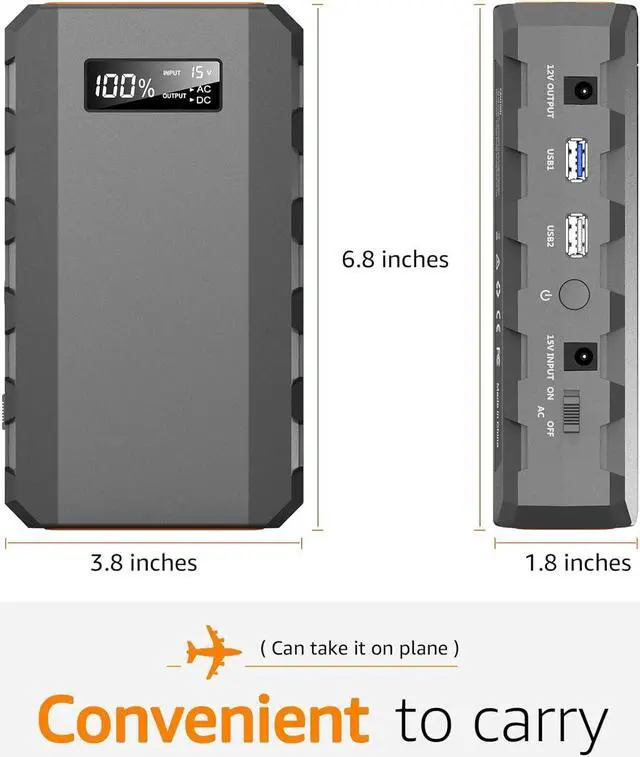 Alt view image 5 of 7 - 88.8Wh|65Watts Portable Laptop Charger with AC Outlet, A Super Travel Portable Battery Pack & Power Bank for HP, Notebooks, MacBook, Laptops Grey