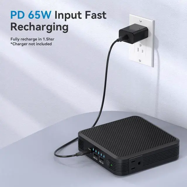 Alt view image 6 of 7 - Portable Laptop Power Bank 100W AC Outlet, 72Wh/20000mAh with 65W PD USB C Portable Laptop Charger, External Battery Pack for MacBook, Notebooks, Laptops