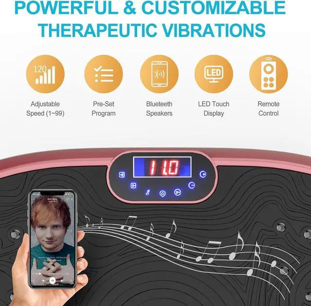 Alt view image 5 of 7 - Vibration Plate Exercise Machine Whole Body Workout Power Vibrate Fitness Platform Vibrating Machine Exercise Board for Weight Loss Shaping Toning Wellness Home Gyms Workout Pink