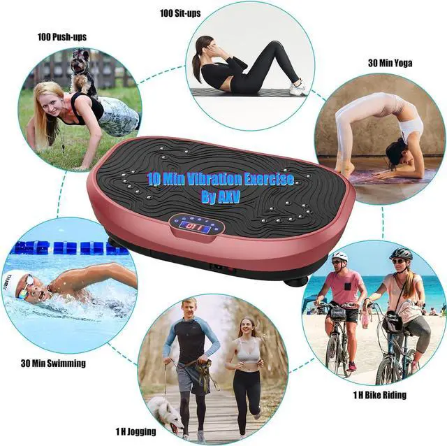 Alt view image 2 of 7 - Vibration Plate Exercise Machine Whole Body Workout Power Vibrate Fitness Platform Vibrating Machine Exercise Board for Weight Loss Shaping Toning Wellness Home Gyms Workout Pink