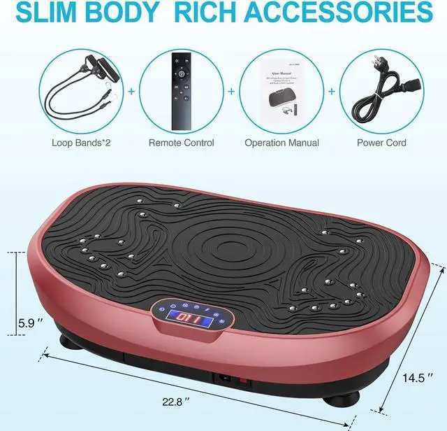 Alt view image 6 of 7 - Vibration Plate Exercise Machine Whole Body Workout Power Vibrate Fitness Platform Vibrating Machine Exercise Board for Weight Loss Shaping Toning Wellness Home Gyms Workout Pink