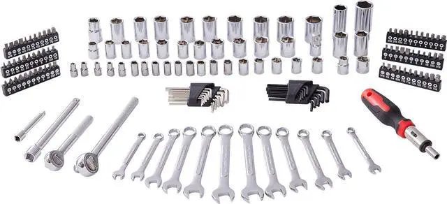 Alt view image 2 of 2 - Mechanic Tool Socket Set 1/2, 3/8 and 1/4 inch Drive SAE & Metric Size, 161 Piece with Tool Box Storage Case for for Home, Household, Garage, Bike, Car Trunk, Automotive, Mechanic Projects