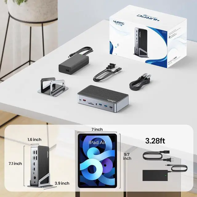 Alt view image 7 of 7 - DisplayLink Docking Station Single 8K/Triple 4K@60Hz with 120W Power Adapter, 4URPC 17-in-1 USB C Docking Station for Thunderbolt 3/4, Windows, MacBook M3/M2/M1, 3X HDMI, 2X DP, USB-C 3.2, 5X USB-A