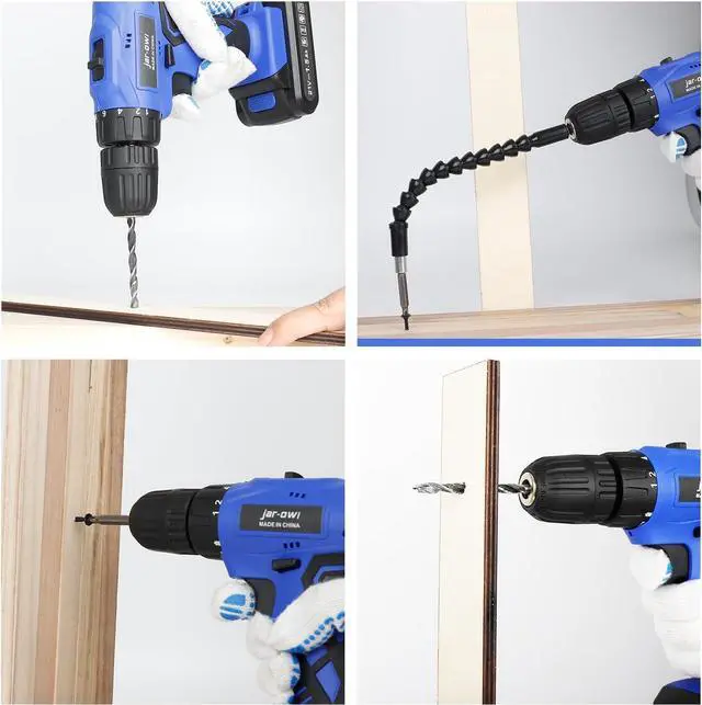 Alt view image 5 of 7 - Portable Power Drill Set with 37PCS Drill Bit,21V Cordless Drill Driver Kit with Battery and Charger,Jar-owl Home Tool Kit with Electric Drill for Men Women Garden Office Repair Maintain-Blue