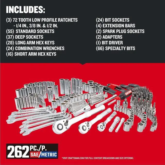 Alt view image 2 of 4 - CRAFTSMAN 262-Piece Mechanic Tool Set, Master Socket Set with 3-Drawer VERSASTACK Tool Box, SAE/Metric Set