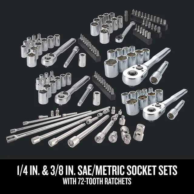 Alt view image 5 of 7 - CRAFTSMAN Mechanics Tool Set, SAE and Metric, 1/2, 1/4, and 3/8 Drive Sizes, 298-Piece
