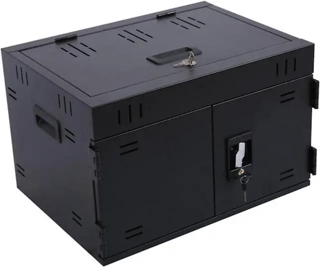 Main image of 12 Device Charging Cart, Portable Tabletop Charging and Storage Cabinet for iPads, Tablets, Chromebooks and Laptop Computers with Lock for Classroom or Office|Up to 17.3" Screen