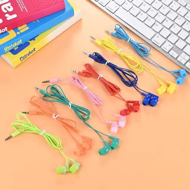 Alt view image 2 of 6 - 50 Pack Earbud Bulk Kids Headphone for Classroom School, Wholesale Class Room Students Wired Earphones with 3.5 mm Jack for Computers Chromebook Laptop PC (Mixed Colors)