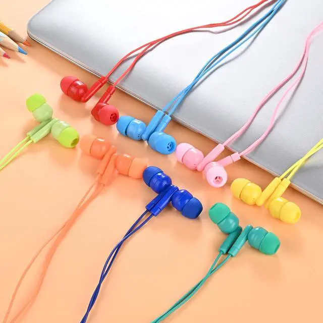 Alt view image 3 of 6 - 50 Pack Earbud Bulk Kids Headphone for Classroom School, Wholesale Class Room Students Wired Earphones with 3.5 mm Jack for Computers Chromebook Laptop PC (Mixed Colors)