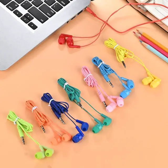 Alt view image 6 of 6 - 50 Pack Earbud Bulk Kids Headphone for Classroom School, Wholesale Class Room Students Wired Earphones with 3.5 mm Jack for Computers Chromebook Laptop PC (Mixed Colors)