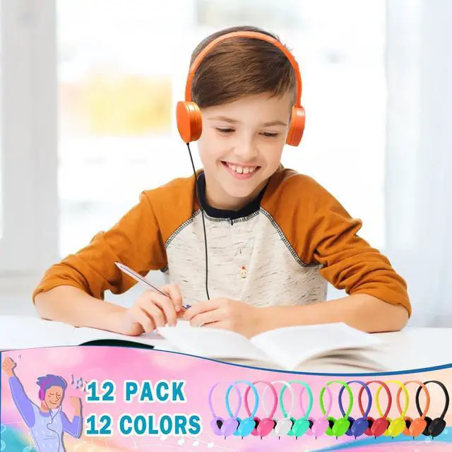 Alt view image 2 of 7 - 48 Pack Classroom Headphones Bulk for School Kids Students Teen Boys Grils Children Toddler and Adult (Mixed Colors
