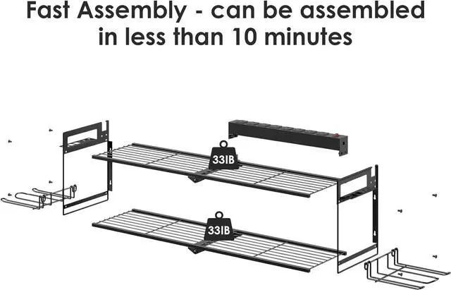 Alt view image 5 of 7 - Large Garage Tools Storage with Charging Station. Power Tool Battery Organizer Utility Shelf with Power Strip. 4 Drills Holder Wall Mount Rack.