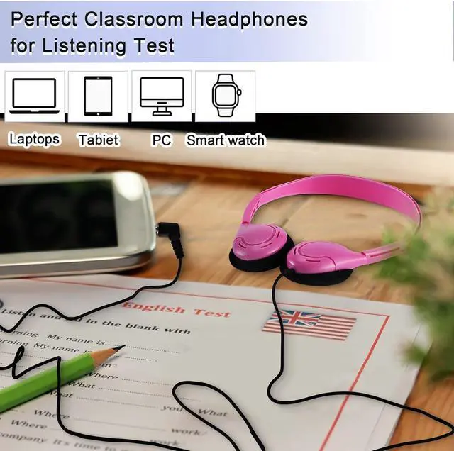 Alt view image 5 of 6 - 30 Pack Class Set Headphones for Kids Students School Classroom Headphones Bulk Over the Ear Earphones Adjustable with 3.5 mm Jack for Library Children Adults Christmas Office Gifts (Classic Colors)