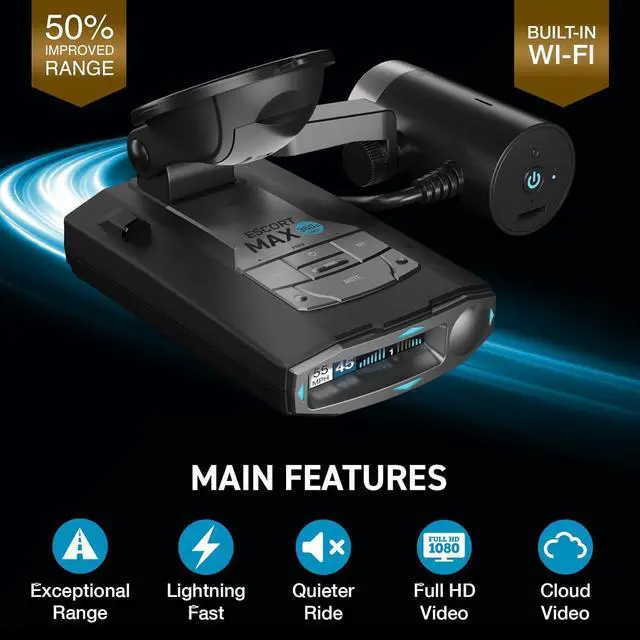 Alt view image 2 of 7 - Escort MAX 360c MKII Radar and Laser Detector & Escort M2 Smart Dash Cam Bundle - 1080P Full HD Video, Extreme Range, False-Alert Filtering, Built-in WiFi, GPS Based and Drive Smarter App