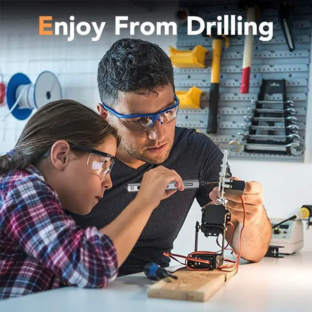 Alt view image 3 of 6 - 4-Speed Electric Mini Drill Pen,10 Small Drill Bits with Aluminium Box, OLED Display, LED Lights, Resin Drill Set For Jewelry Making,Plastic,Wood
