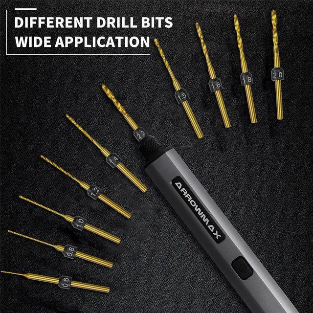 Alt view image 5 of 6 - 4-Speed Electric Mini Drill Pen,10 Small Drill Bits with Aluminium Box, OLED Display, LED Lights, Resin Drill Set For Jewelry Making,Plastic,Wood