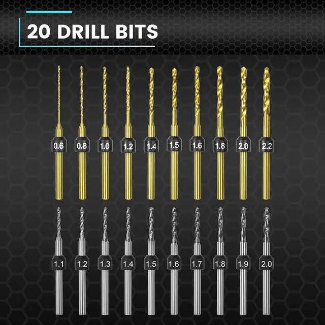 Alt view image 4 of 5 - Electric Drill 23 in 1 with Aluminium case, Cordless, Rechargeable, 600 RPM, Needle Vise Hand Drill kit, 10 HSS & 10 PCB Drill Bits, DIY, Wood, Jewelry Making