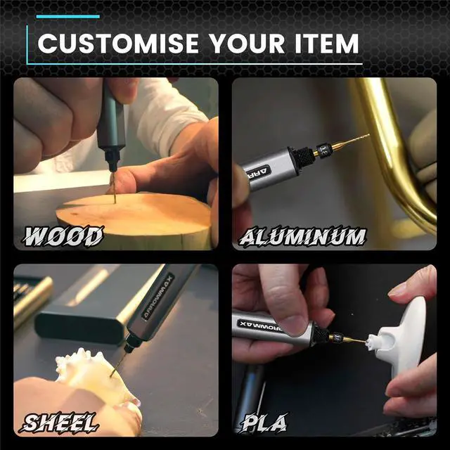 Alt view image 2 of 5 - Electric Drill 23 in 1 with Aluminium case, Cordless, Rechargeable, 600 RPM, Needle Vise Hand Drill kit, 10 HSS & 10 PCB Drill Bits, DIY, Wood, Jewelry Making