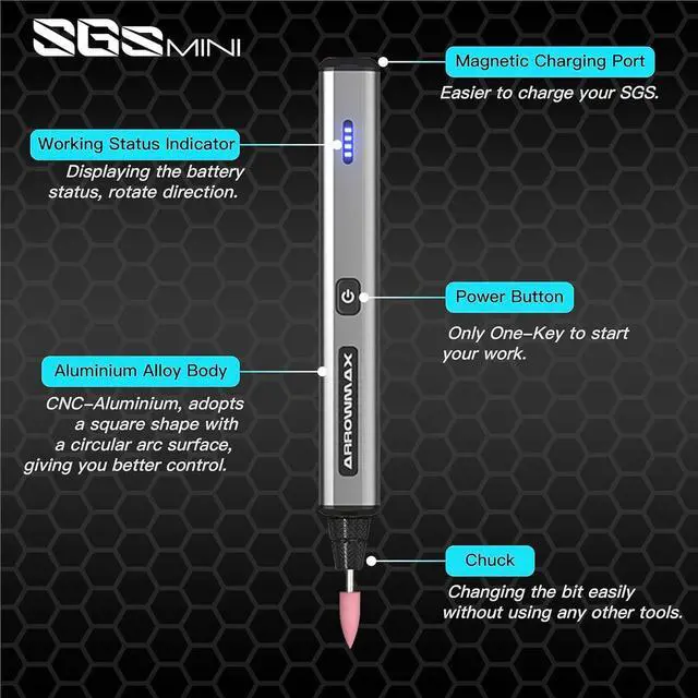 Alt view image 3 of 7 - Electric Cordless Rotary Tool, Engraving Pen with 36 Bits, Aluminum Case, Bluetooth, APP, Wireless Magnetic Charge, Cordless Engraving Machine for Jewelry, Wood, Glass, Carving