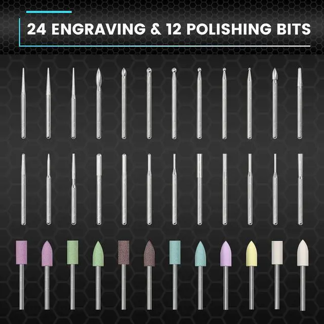 Alt view image 5 of 7 - Electric Cordless Rotary Tool, Engraving Pen with 36 Bits, Aluminum Case, Bluetooth, APP, Wireless Magnetic Charge, Cordless Engraving Machine for Jewelry, Wood, Glass, Carving