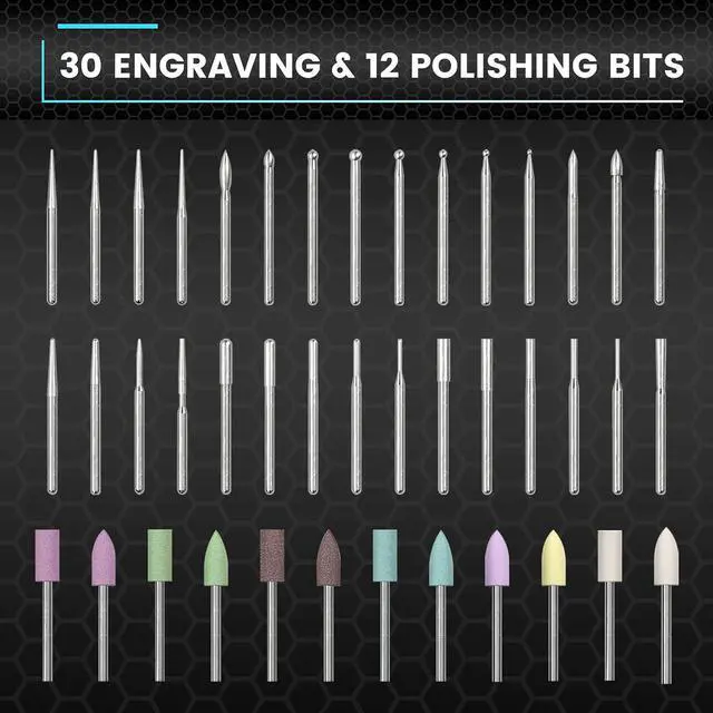 Alt view image 5 of 7 - Electric Engraving Pen, Polishing Pen with 42 Bits, Aluminum Case, Smart Motion Control, OLED, APP, Wireless Magnetic Charger, Tool Bag, for Jewelry, Wood, Glass, Carving (SGS PRO PLUS)