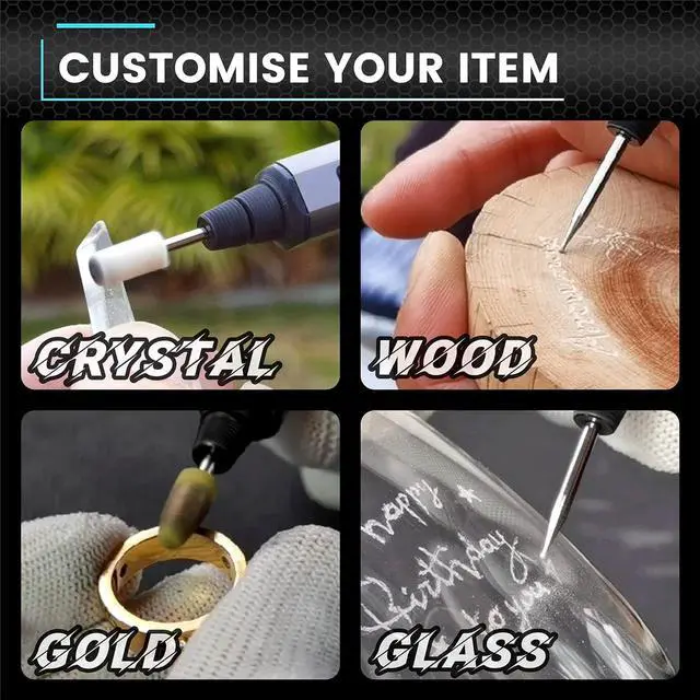 Alt view image 2 of 7 - Electric Engraving Pen, Polishing Pen with 42 Bits, Aluminum Case, Smart Motion Control, OLED, APP, Wireless Magnetic Charger, Tool Bag, for Jewelry, Wood, Glass, Carving (SGS PRO PLUS)