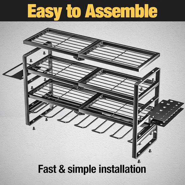Alt view image 7 of 7 - 4 Layer Power Tool Organizer Wall Mount, Cordless Drill Hanger Storage Rack, Battery Tools Holder with Charging Station Shelf for Garage Organization, Workshop, Pegboard, Shed - 24 Inch 6 Slots