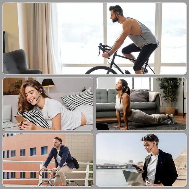 Alt view image 7 of 7 - Open Ear Headphones with Mic, Bluetooth Headset with Microphone, AI Noise Cancelling Multipoint Connect Bluetooth 5.3 Headset, Sweatproof Wireless Headset for Work, Driving, Running, Workouts