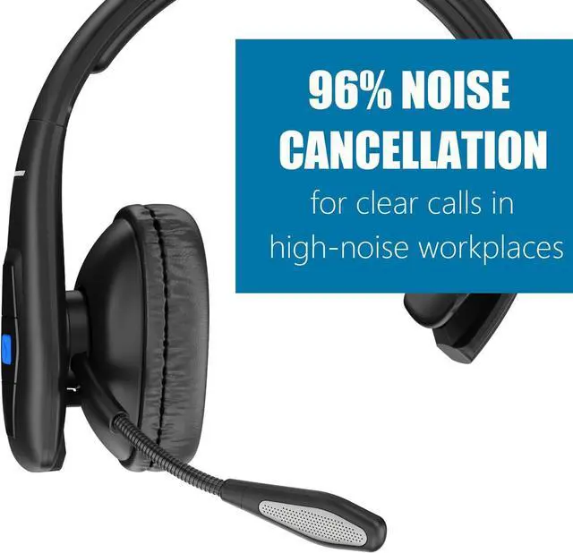 Alt view image 3 of 6 - Trucker Bluetooth Headset V5.1, CVC8.0 Dual Microphone Noise Cancelling & 35Hrs HD Talktime Hands-Free Wireless Headset, Bluetooth Headphones with Mute Button for Cell Phones Business Home Driver