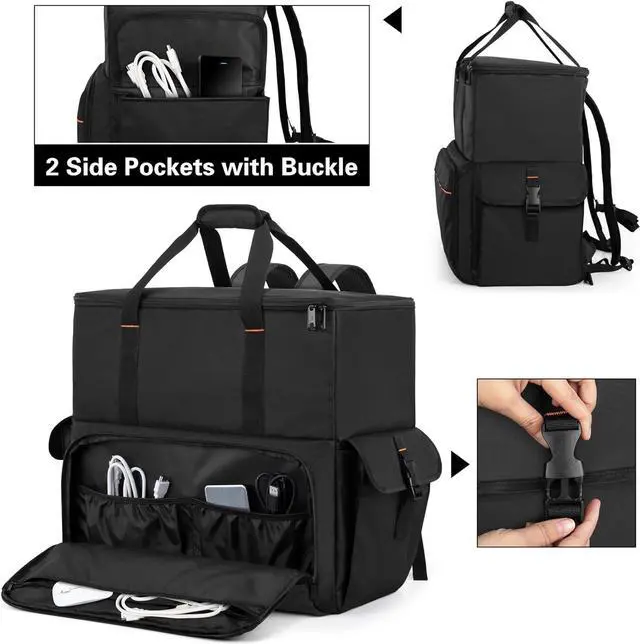 Alt view image 2 of 6 - Computer Desktop Tower Carrying Case, PC Backpack for Computer Main Processor Case, Keyboard, Cable and Mouse, Earphone, Bag Only, Black