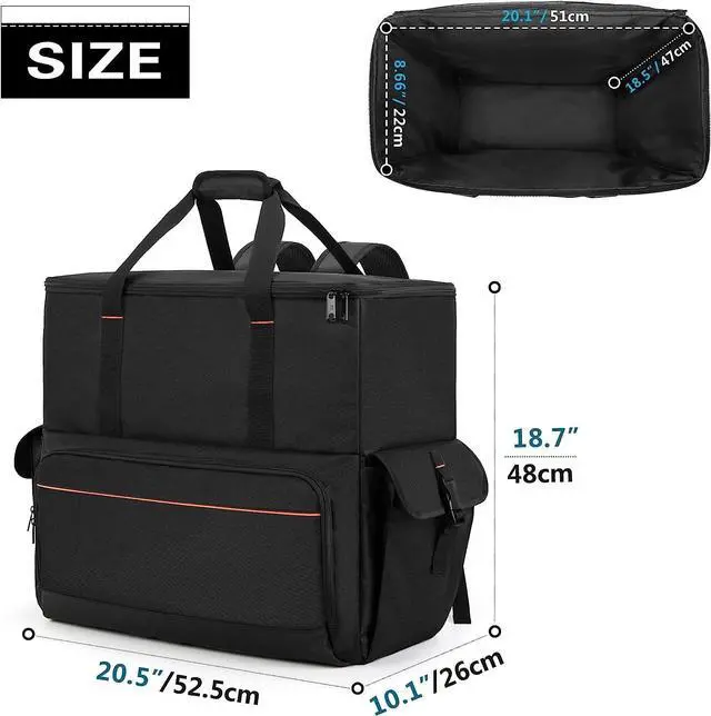 Alt view image 6 of 6 - Computer Desktop Tower Carrying Case, PC Backpack for Computer Main Processor Case, Keyboard, Cable and Mouse, Earphone, Bag Only, Black