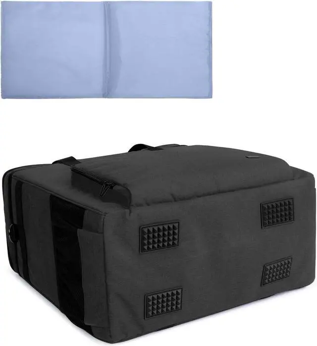 Alt view image 4 of 7 - Double-layer Carrying Case for Computer Tower, Desktop Computer Travel Storage Tote Bag for PC Chassis, Keyboard, Cable and Mouse, Headphone, Bag Only, Black
