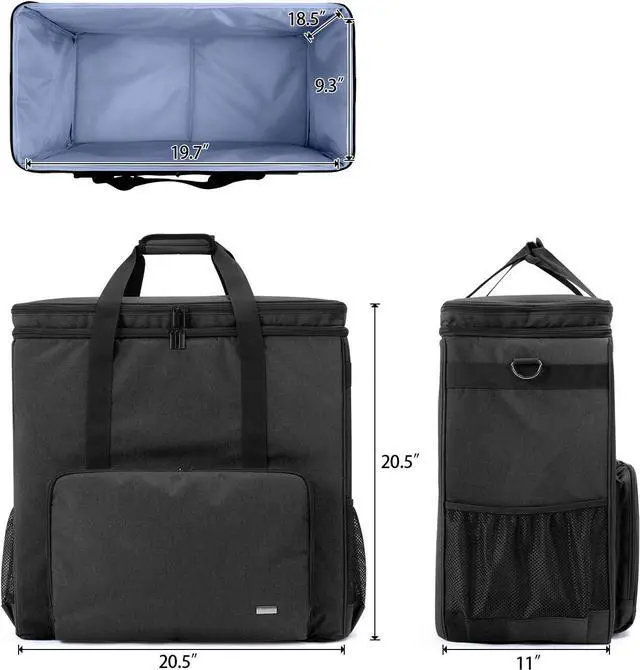 Alt view image 5 of 7 - Double-layer Carrying Case for Computer Tower, Desktop Computer Travel Storage Tote Bag for PC Chassis, Keyboard, Cable and Mouse, Headphone, Bag Only, Black