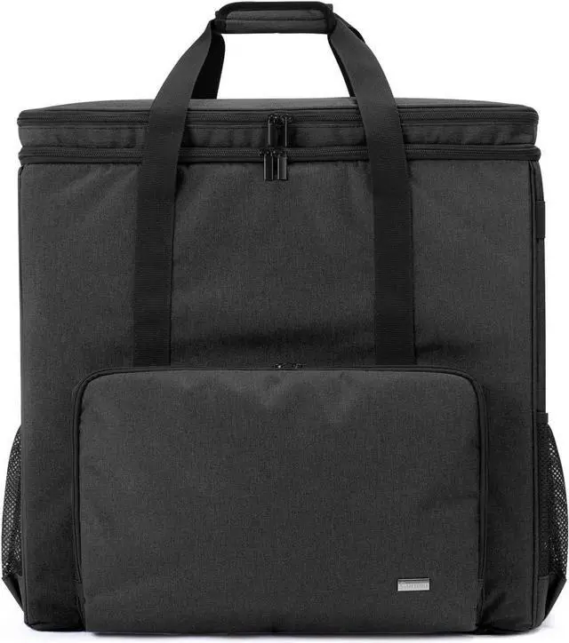 Alt view image 7 of 7 - Double-layer Carrying Case for Computer Tower, Desktop Computer Travel Storage Tote Bag for PC Chassis, Keyboard, Cable and Mouse, Headphone, Bag Only, Black