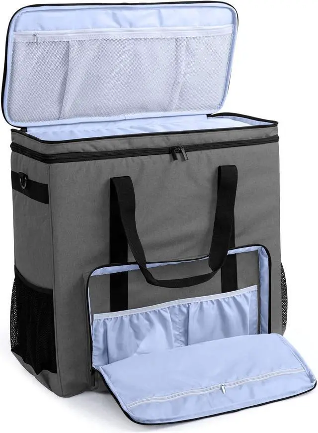Alt view image 3 of 7 - Double-layer Carrying Case for Computer Tower, Desktop Computer Travel Storage Tote Bag for PC Chassis, Keyboard, Cable and Mouse, Headphone, Bag Only, G