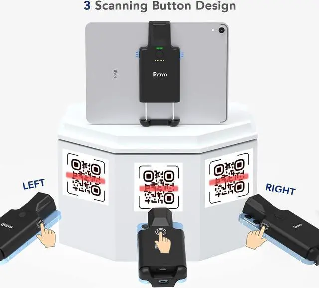 Alt view image 6 of 7 - 2D Bluetooth Barcode Scanner Compatible with iPad, Tablet, iPhone, Android Phone, 3000mAh Rechargeable Battery, Portable Wireless 1D QR UPC Bar Code Reader for Library Book Warehouse Inventory