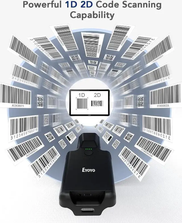 Alt view image 5 of 7 - 2D Bluetooth Barcode Scanner Compatible with iPad, Tablet, iPhone, Android Phone, 3000mAh Rechargeable Battery, Portable Wireless 1D QR UPC Bar Code Reader for Library Book Warehouse Inventory