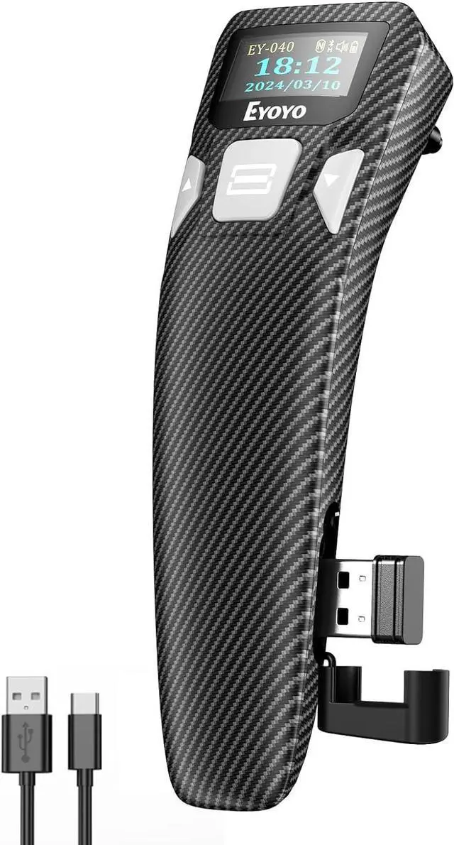 Main image of Portable Mini 2D Bluetooth Barcode Scanner, Smart Digital Display to Set, Wireless&USB Wired 1D 2D UPC QR Code Scanner Reader for Book Library Compatible with Android Phone, iPhone, iPad, Laptop