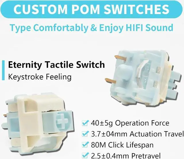 Alt view image 4 of 6 - Computer Keyboard Kit - Compact Bluetooth 5.0/2.4GHz/Wired RGB Gaming Keyboard, Gasket Mount, Silent Typewritter Keyboard Dampener Foams,Office PC Keyboard Compatible with Windows, macOS