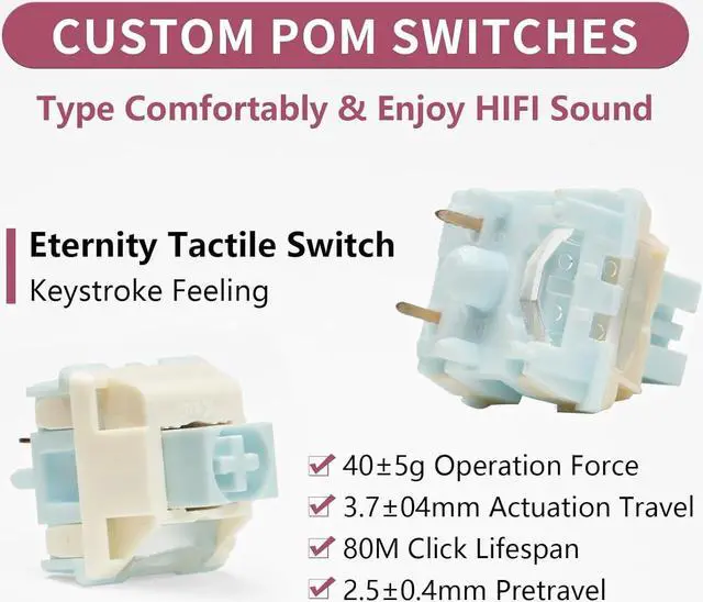 Alt view image 4 of 6 - Computer Keyboard Kit - Compact Bluetooth 5.0/2.4GHz/Wired RGB Gaming Keyboard, Gasket Mount, Silent Typewritter Keyboard Dampener Foams,Office PC Keyboard Compatible with Windows, macOS - Purple