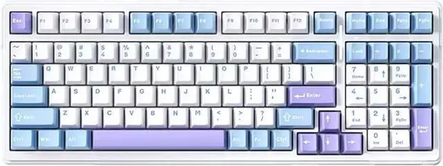 Main image of Wireless Mechanical Keyboard, Hot Swappable Gasket Custom Gaming Keyboard with Five-Layer Padding, Bluetooth/2.4GHz/USB-C, 8000mAh Battery (Blue White, Graywood V3 Switch)