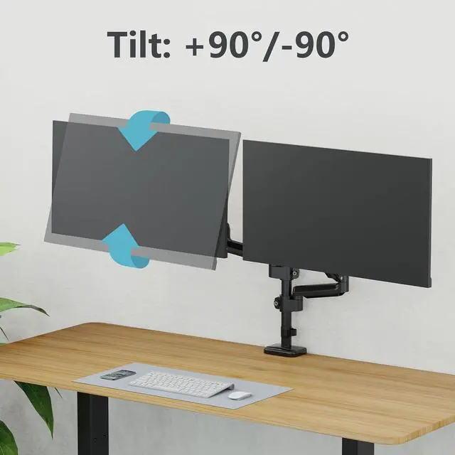 Alt view image 7 of 7 - Dual Monitor Mount for 13 to 32" Computer Screen, Gas Spring Monitor Stands for 2 Monitors Hold up to 19.8lbs Each, Height Adjustable Dual Monitor Desk Mount, VESA Mount 75x75/100x100 mm