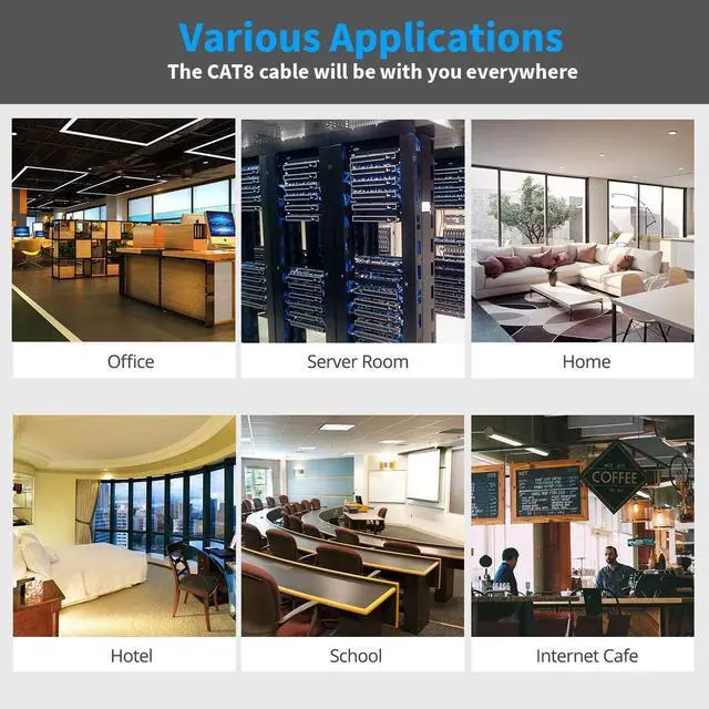 Alt view image 5 of 7 - CAT8 Ethernet Cable Shielded SFTP Internet Network Patch Cord, Heavy Duty High Speed LAN Cables w Gold Plated RJ45 Connector Professional for Router, Modem, Gaming (1 Feet, 10 Pack White)