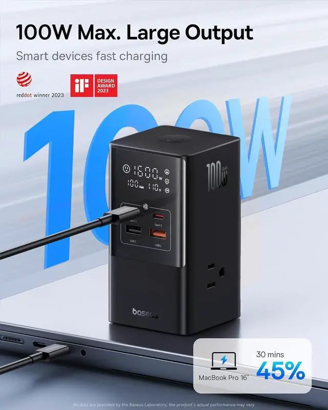 Alt view image 3 of 7 - Baseus 7-in-1 USB C Charging Station, 100W PowerCombo Fast Charging Power Strip with 3AC+2U+2C USB, USB C Charging Station for Desktop Accessories, MacBook, Tablets in Office, Home and Dorm