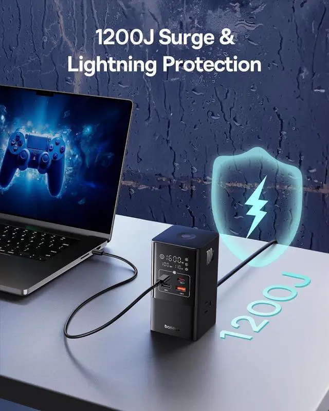 Alt view image 5 of 7 - Baseus 7-in-1 USB C Charging Station, 100W PowerCombo Fast Charging Power Strip with 3AC+2U+2C USB, USB C Charging Station for Desktop Accessories, MacBook, Tablets in Office, Home and Dorm