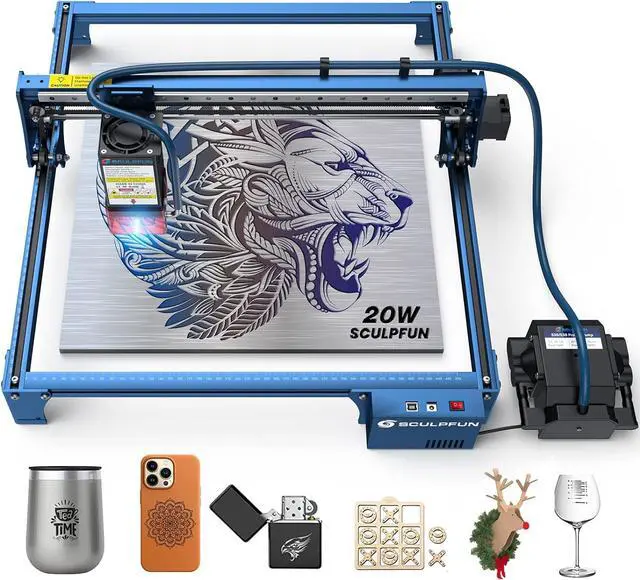 Main image of SCULPFUN S30 PRO MAX Laser Engraver with Air Assist, 20W Laser Cutter 0.06*0.06mm Accuracy Laser Engraving Machine, 935*905mm Extendable Working Area 10X Lifespan Laser Engraver for Wood and Metal