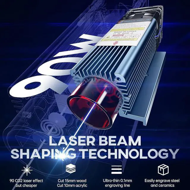 Alt view image 2 of 7 - SCULPFUN S9 Laser Engraver, 90W Effect High Precision CNC Laser Engraving Cutting Machine, High Energy Laser Cutter, 0.06mm Ultra-Fine Fixed-Focus Compressed Spot, Expandable Area