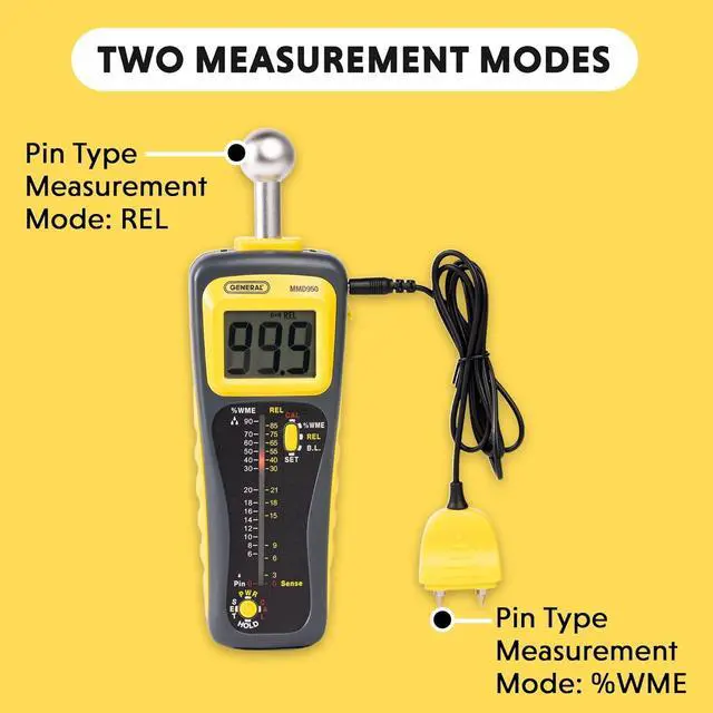Alt view image 3 of 6 - General Tools Moisture Meter MMD950 - Humidity Sensor - Pin Type / Pinless Device - Spherical Sensor