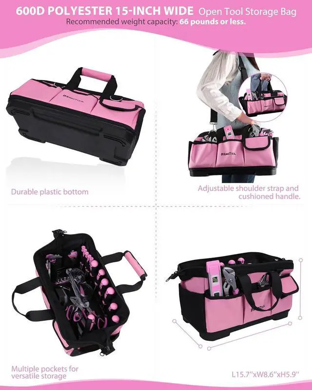 Alt view image 5 of 6 - This 13-inch tool bag is made from 600D polyester fabric which provides unmatched durability and reliability. The wide-open mouth provides you instant access to your tools as well as visibility to the